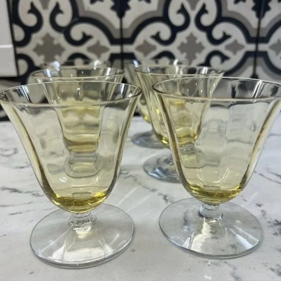 Vintage Fosteria Topaz Cocktail Glasses 6 RARE - Picture 4 of 4